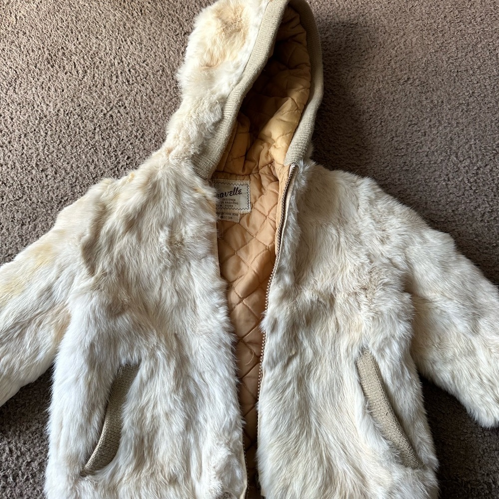 Vintage Rabbit Fur Hooded Jacket